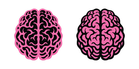Pink Brain Vector Illustration. Creative Mind Concept Design