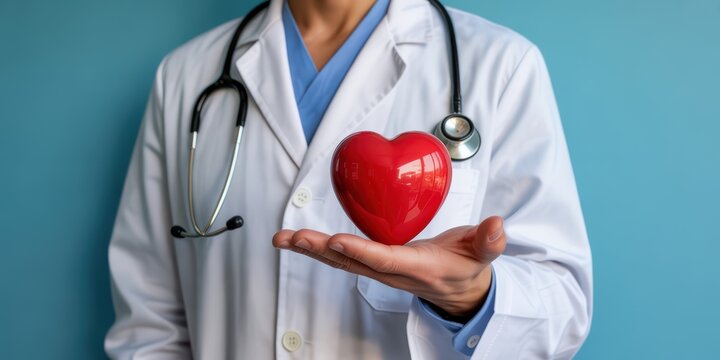 Cardiologist Holding a Red Heart - Powered by Adobe