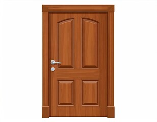 Dark Brown Wooden Door with Raised Panels and Silver Hardware