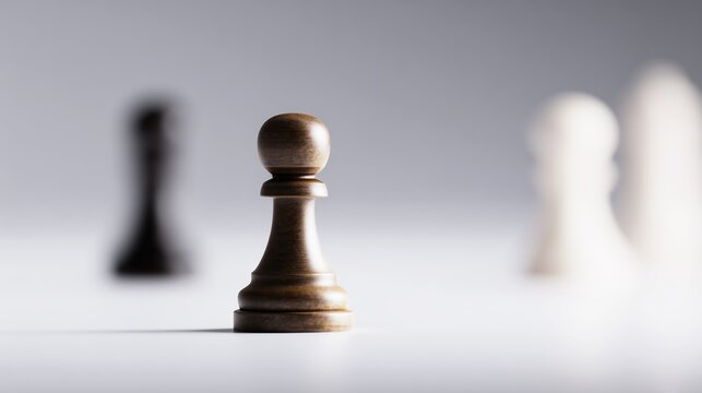 Chess pawn in strategic combat focus, Solitary pawn highlighting decisive leadership amidst competitive chess tactics and strategy