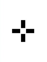 Fototapeta premium Black plus sign centered on white background minimal composition.