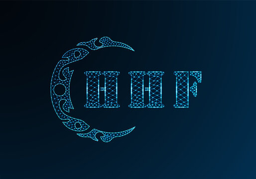 Low poly letter logo HHF design. HHF letter logo low poly vector design on blue color gradient background. HHF logo low poly design