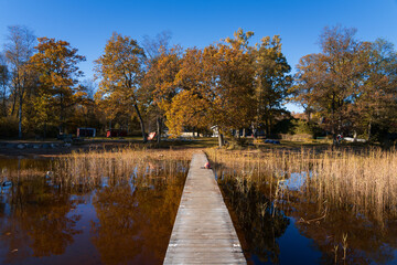 Autumn view of lake Vastersjon close to Angelholm, Sweden.