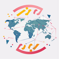 Obraz premium World map with arrows showing global connections