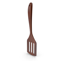 3D Render of Wooden Slotted Spatula Cooking Tool