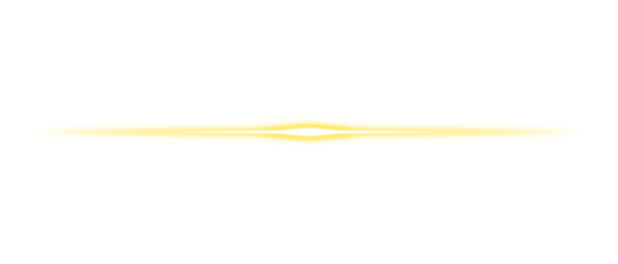 Long horizontal ray of yellow light glowing effect isolated on transparent background. Sparkle light beam burst, Neon line border. futuristic light streak design element, PNG file