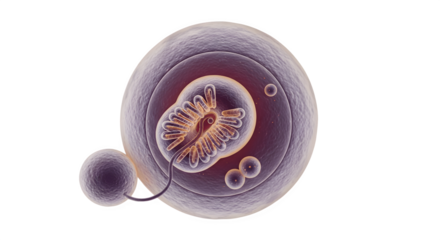 Detailed Illustration of a Cell with Visible Organelles.