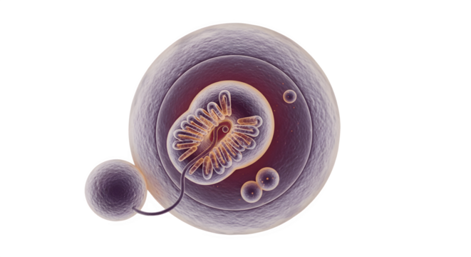 Detailed Illustration of a Cell with Visible Organelles.