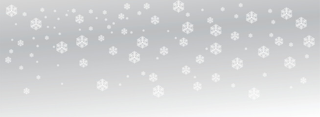 Beautiful winter background with softly falling white snowflakes on a light gray gradient. Perfect for Christmas, New Year, and seasonal greeting designs, banners, or festive winter decorations.