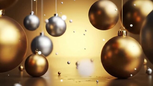 Elegant Floating Golden Spheres in Soft Light Background