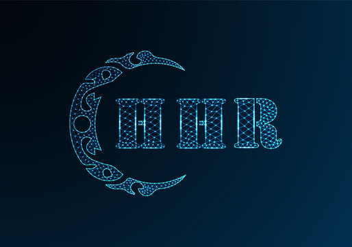 Low poly letter logo HHR design. HHR letter logo low poly vector design on blue color gradient background. HHR logo low poly design
