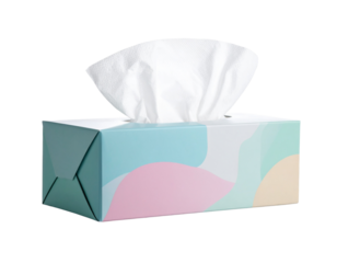 Minimalist Tissue Box in Pastel Green and White transparent background.