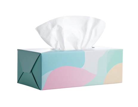 Minimalist Tissue Box in Pastel Green and White transparent background.
