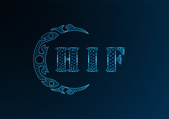 Low poly letter logo HIF design. HIF letter logo low poly vector design on blue color gradient background. HIF logo low poly design