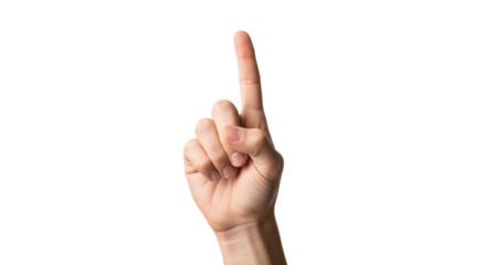 Human hand pointing upwards indicating a single unit or number one.