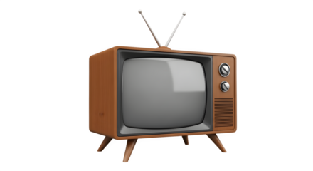 Vintage Television Set with Wooden Casing and Antenna.
