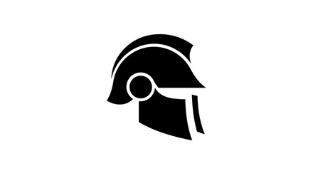 Black helmet silhouette representing protection and strength, a symbol of defense.