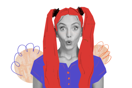 Composite trend artwork sketch image photo collage of young woman beautiful emoji omg face makeup lipstick hairdo portrait coloring hair - Powered by Adobe