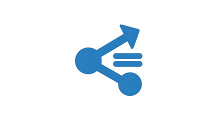 A blue icon depicting a connection with an arrow and two horizontal lines on a white background ai generated