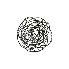 Vector illustration of a tangled scribble symbolizing anxiety, mental mess, or emotional confusion. Abstract hand-drawn chaos element on a white background.