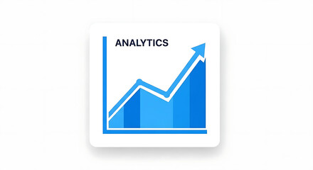 Analytics icon showing an upward trending blue graph on a white rounded square background image ai generated