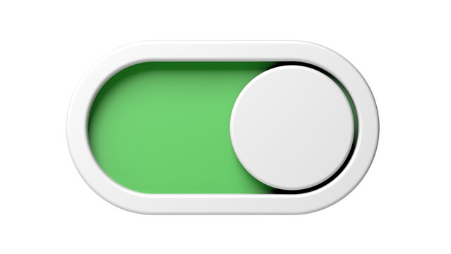 Toggle Switch. On and off button. Green color. 3d illustration.