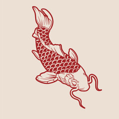 vector illustration of japanese fish painting, it can be use for shirt design or poster	
