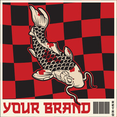 vector illustration of japanese fish painting, it can be use for shirt design or poster	
