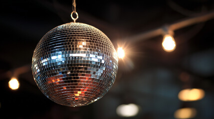 Obraz premium Hanging Disco Ball with Warm Lights