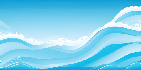 Abstract vector illustration of a flowing blue sea wave pattern background, perfect for a summer or ocean-themed design backdrop