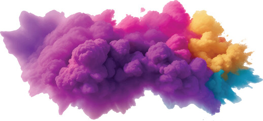 Abstract colorful watercolor background painting depicting a light blue and white smoke texture in the sky