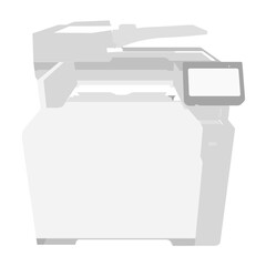 Obraz premium White printer in silhouette, a sleek multifunctional device for printing, scanning, copying, and faxing high-quality documents in a modern office.