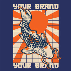 vector illustration of japanese fish painting, it can be use for shirt design or poster	
