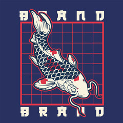 vector illustration of japanese fish painting, it can be use for shirt design or poster	
