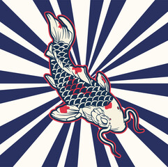 vector illustration of japanese fish painting, it can be use for shirt design or poster	
