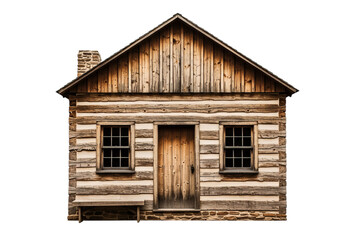 Authentic rustic log cabin with chimney and windows serene countryside dwelling ambiance