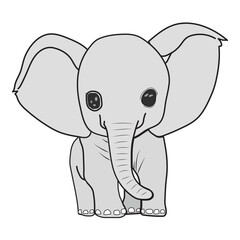 Hand-drawn pastel Baby Elephant, with soft tones and cute shapes
