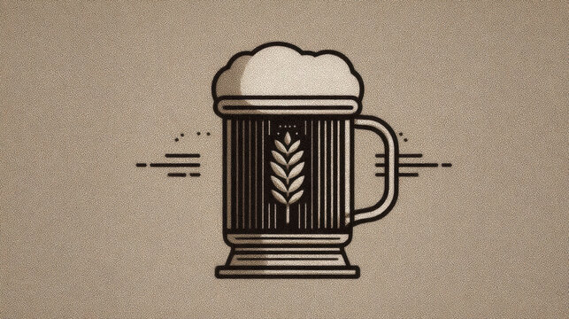 Elegant beer mug illustration showcasing craft beer, frothy head, and beverage presentation, perfect for pub, bar, and celebration themes