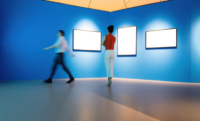 People walking in art exhibition