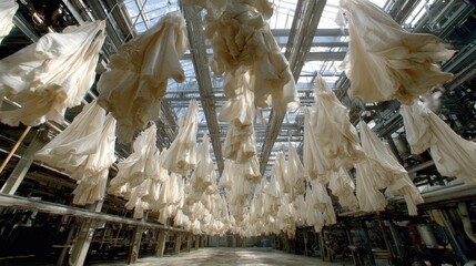 Medium shot illustrating the drying process after hydrocarbon solvent cleaning highlighting the spotless and fresh appearance of cleaned garments.