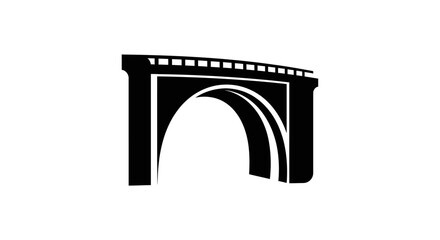 Black Silhouette of a Stone Bridge with Arches.