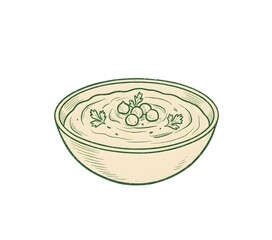 Hummus and Pita Bread Drawing. Traditional Middle Eastern Food. Arabic Food Illustration Collection. Arabic Cuisine Vector Illustration. Restaurant Menu Graphic Art.