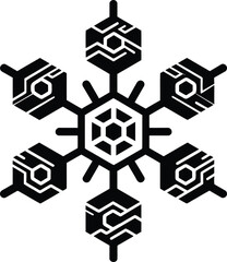 Snowflake vector icon winter snow crystal frost design festive decorative element black and white 