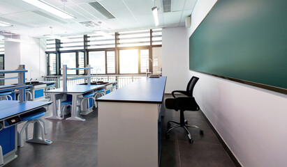 Modern chemistry laboratory of the school