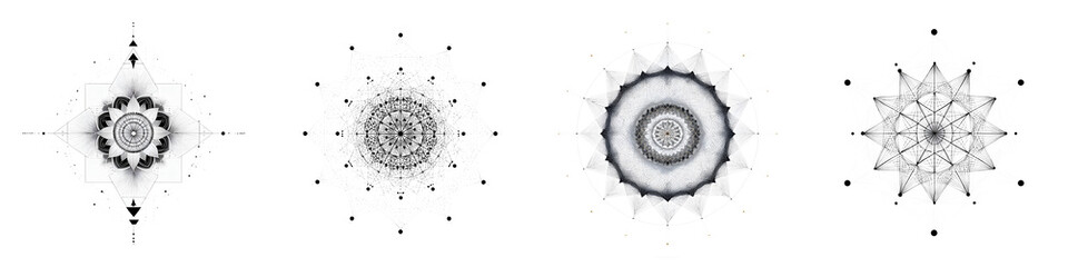 Obraz premium Abstract Mandala Set: Intricate Geometric Designs on White Background
