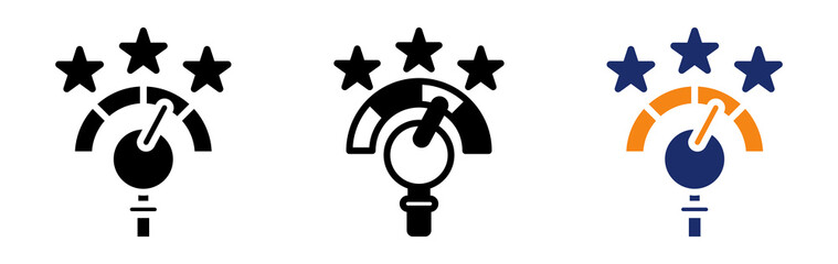 Performance Review Icon Collection Glyph & Mixed Style 