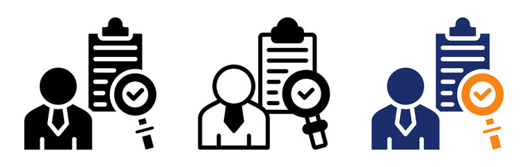 Job Assessment Icon Collection Glyph & Mixed Style 