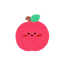 Obraz premium Cute Red Apple with Smiling Face Doodle