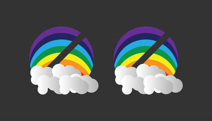 Colorful Rainbow Vector Illustration. Creative Sky Rainbow Cloud Vector modern design used for social media post, t shirt design, banner poster 