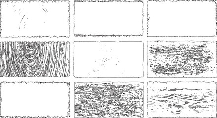 Grunge Black and White urban vector texture Frames. abstract textures on white for design, transparent background	